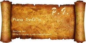 Puns Iván névjegykártya